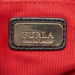 Furla Red/Black Leather Zip Hobo