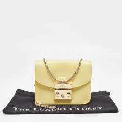 Pre Owned Furla Yellow Leather Mini Metropolis Chain Shoulder Bag