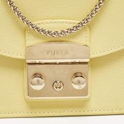 Pre Owned Furla Yellow Leather Mini Metropolis Chain Shoulder Bag