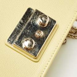 Pre Owned Furla Yellow Leather Mini Metropolis Chain Shoulder Bag
