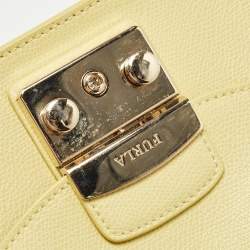 Pre Owned Furla Yellow Leather Mini Metropolis Chain Shoulder Bag