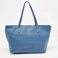 Pre Owned Furla Blue Leather Top Zip Tote
