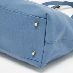 Pre Owned Furla Blue Leather Top Zip Tote