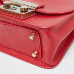 Furla Red Leather Mini Metropolis Chain Crossbody Bag