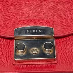 Furla Red Leather Mini Metropolis Chain Crossbody Bag