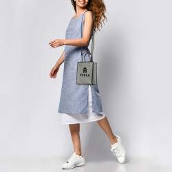 Furla Grey/Black Canvas Mini Opportunity Tote 