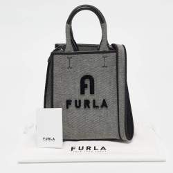 Furla Grey/Black Canvas Mini Opportunity Tote 