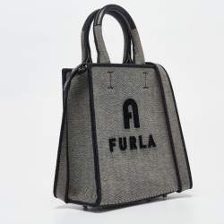 Furla Grey/Black Canvas Mini Opportunity Tote 