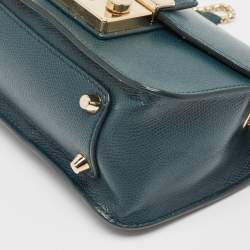 Pre Owned Furla Green Leather Mini Metropolis Chain Crossbody Bag