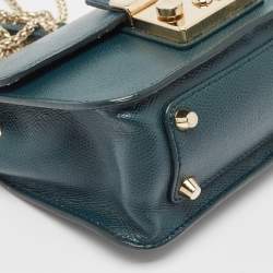 Pre Owned Furla Green Leather Mini Metropolis Chain Crossbody Bag