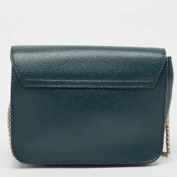 Pre Owned Furla Green Leather Mini Metropolis Chain Crossbody Bag
