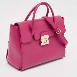 Furla Fuchsia Leather Metropolis Tote