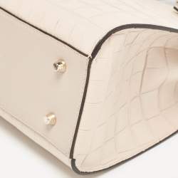 Pre Owned Furla Light Pink Croc Embossed Leather Lady M Tote