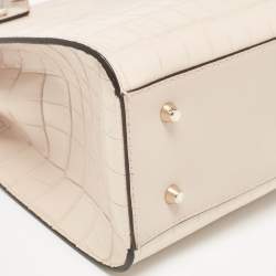 Pre Owned Furla Light Pink Croc Embossed Leather Lady M Tote