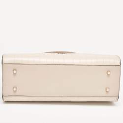 Pre Owned Furla Light Pink Croc Embossed Leather Lady M Tote