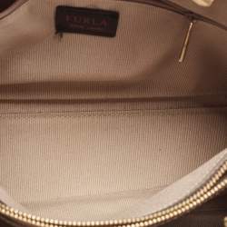 Pre Owned Furla Light Pink Croc Embossed Leather Lady M Tote