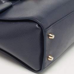 Pre Owned Furla Navy Blue Leather Small Metropolis Tote