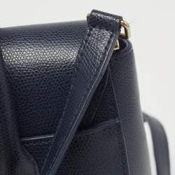 Pre Owned Furla Navy Blue Leather Small Metropolis Tote