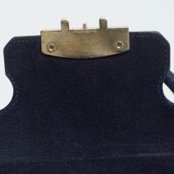 Pre Owned Furla Navy Blue Leather Small Metropolis Tote