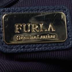Pre Owned Furla Navy Blue Leather Small Metropolis Tote