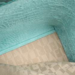 Pre Owned Furla Turquoise Croc Embossed Leather Divide It Tote