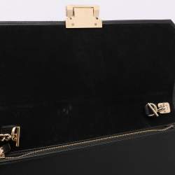 Pre Owned Furla Black Leather Push Lock Flap Crossbody Bag