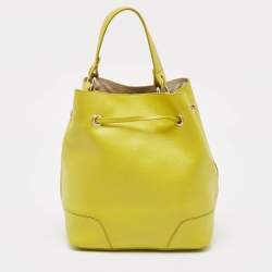 Furla Yellow Leather Stacy Drawstring Bucket Bag