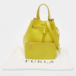 Furla Yellow Leather Stacy Drawstring Bucket Bag