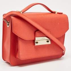 Furla Orange Leather Metropolis Top Handle Bag