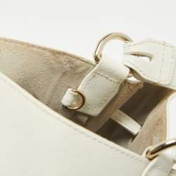 Furla White Leather Stacy Drawstring Bucket Bag