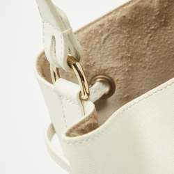 Furla White Leather Stacy Drawstring Bucket Bag