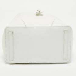 Furla White Leather Stacy Drawstring Bucket Bag