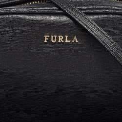Furla Black Leather Camera Crossbody Bag