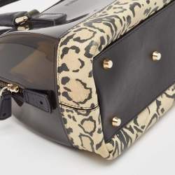 Furla Black/Beige Leopard Print Rubber and Leather Candy Satchel