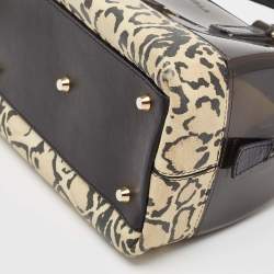 Furla Black/Beige Leopard Print Rubber and Leather Candy Satchel