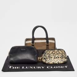 Furla Black/Beige Leopard Print Rubber and Leather Candy Satchel