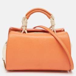 Furla Orange/Light Beige Leather Mini Venus Satchel