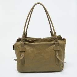 Furla Green Leather Top Zip Tote