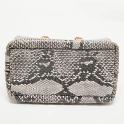 Furla Orange/Grey Rubber and Python Print Leather Medium Candy Satchel