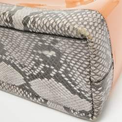 Furla Orange/Grey Rubber and Python Print Leather Medium Candy Satchel
