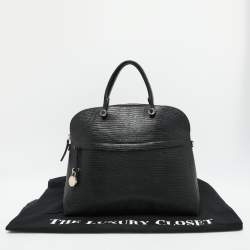 Pre Owned Furla Black Textured Leather Piper Dome Satchel