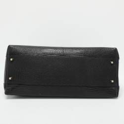 Pre Owned Furla Black Textured Leather Piper Dome Satchel