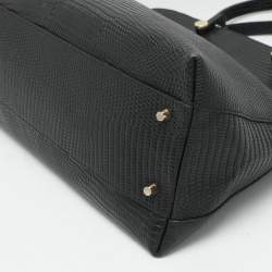 Pre Owned Furla Black Textured Leather Piper Dome Satchel