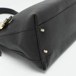 Pre Owned Furla Black Textured Leather Piper Dome Satchel