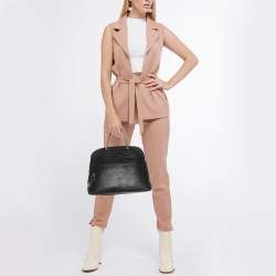 Pre Owned Furla Black Textured Leather Piper Dome Satchel