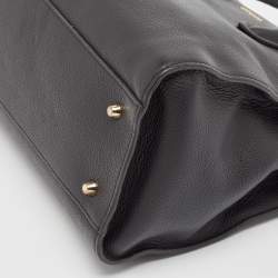 Pre Owned Furla Black Leather Pin S Tote