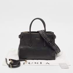Pre Owned Furla Black Leather Pin S Tote