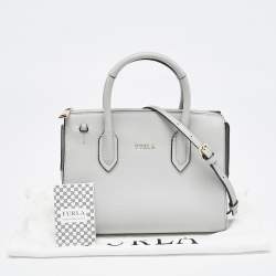 Pre Owned Furla Grey Leather Zip Tote