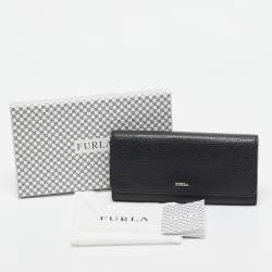 Furla Black Leather Logo Flap Continental Wallet