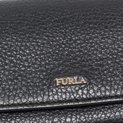 Furla Black Leather Logo Flap Continental Wallet